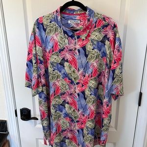 Tommy Bahama Floral 100% Silk Camp Shirt Size XXL